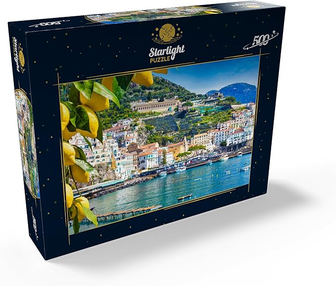 MyPuzzle Panoramic View of Beautiful Amalfi On Hills Leading Down to The Coast, Campania, Italy - Premium 500 Piece Jigsaw Puzzle for Adults