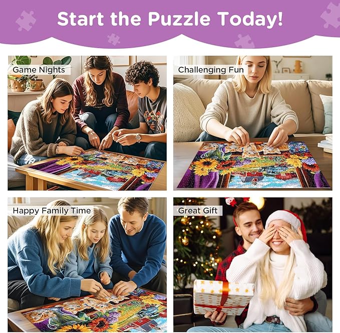 500 Pieces Jigsaw Puzzles for Adults, Cat Flower Truck Jigsaw Puzzles 500 Piece for Adults Seniors, Recycled Paper 500 Pieces Puzzle as Home Decor, Sturdy Puzzle Challenging Family Game Great Gift