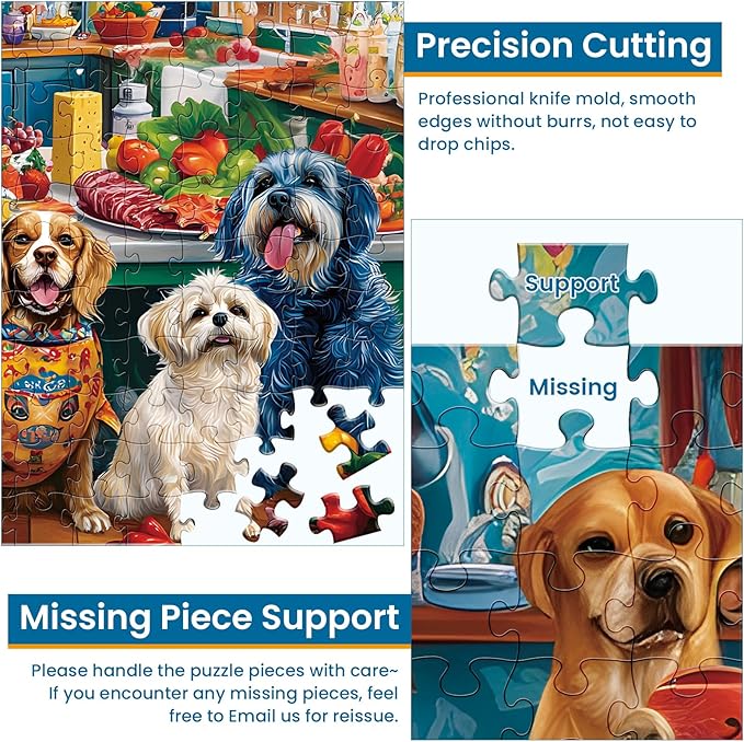 300 Piece Puzzles for Adults,Cute Dog Jigsaw Puzzle for Adults Children Elderly,Large Piece Animal Friends Puzzle for Kids Age 8-10 10-12,Challenging Funny Food Puzzle,Family Game Great Gift 20.5x15in