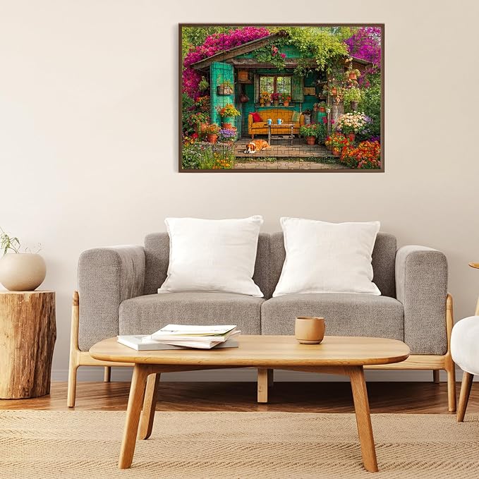 500 Piece Puzzle for Adults – Garden Dog Jigsaw Puzzle 500 Pieces for Adults – Interlock Perfectly Letter on Back No Dust, Home Decor Birthday Party Gift Toy for Men Women Elders Seniors