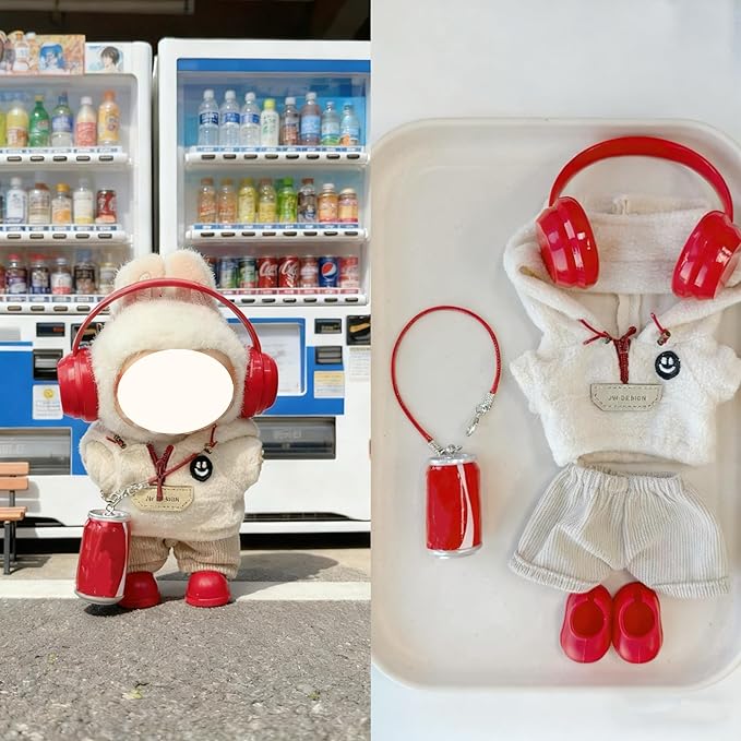 Clothes for 17cm Doll, 5 pcs Set Doll's Outfits Luxury Corduroy Hoodie Pants Headset Shoes Accessories Fashion Stylish Adorable Dolls Clothes (No Doll) (Polar Fleece White)