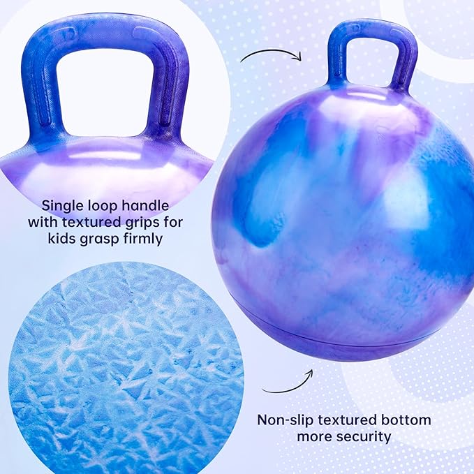 ZOOJOY Glow-in-The-Dark Light Up Hopper Ball for Kids, 18 Inch Bouncy Ball with Handle, Inflatable Night Glow Jumping Toy for Boys and Girls Aged 3-8, Indoor & Outdoor Play, Includes Pump