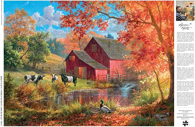 Buffalo Games - Life on the Farm - Abraham Hunter - 1000 Piece Autumn Jigsaw Puzzle - Colorful Fall Puzzles for Adults – Beautiful, Seasonal Artwork, and Hours of Relaxing Fun