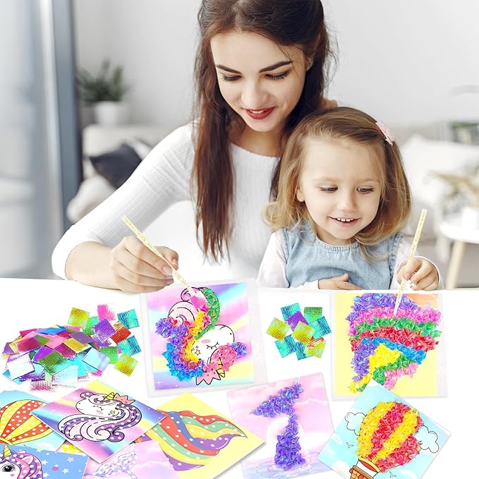 Poke-in Fun Art Fabric Craft- Magical Dream Decor,Mess Free Kids'Paper Craft Kits,Arts and Crafts for Kids,DIY Art Activity Birthday Christmas Gift Ideas for Children,Toys for Girls &Boys Ages 4-10+
