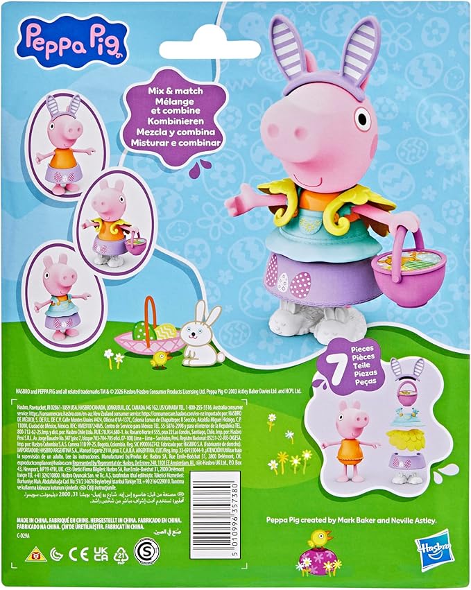 Peppa Pig Springtime Dress-Up Figure with 6 Easy-On Fashion Accessories, 6-Inch Doll, Easter Gift for Kids, Preschool Toys for Girls and Boys 3 and Up