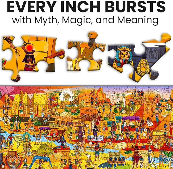 QUOKKA 1000 Piece Jigsaw Puzzle for Adults Egyptian Gods – Puzzles for Adults 1000 Pieces Premium Box Packaging - Extra Fun Hidden Secrets & Audio Story – Perfect Relaxation & Creativity & Gift