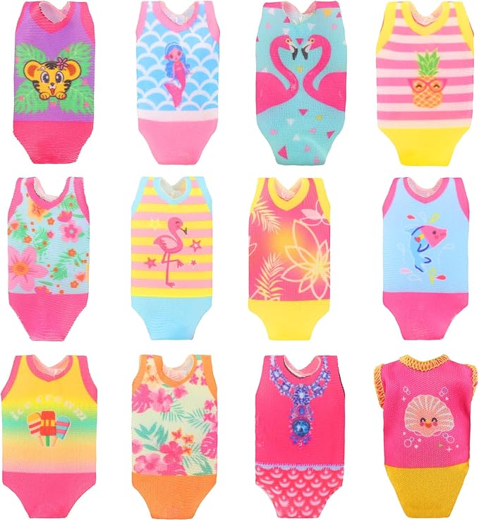 Miunana 19 Pcs 5.3 Inch Doll Clothes and Accessories - 3 Dresses, 3 Outfits, 3 Swimsuits, 3 Shoes, 2 Sunglasses, 5 Outfits Hangers