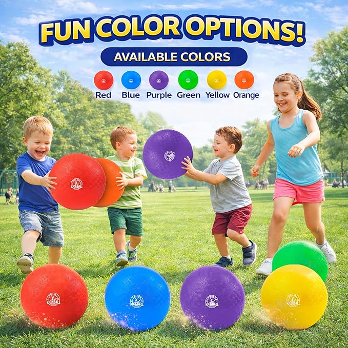 12 Inch Kickball Playground Balls Set(1,6,12)Pack, Durable PVC Dodgeballs for Kids & Adults, Outdoor & Indoor Games with Pump and Bag, Bouncy Balls for School, Gym, Birthday Gift for Boys and Girls