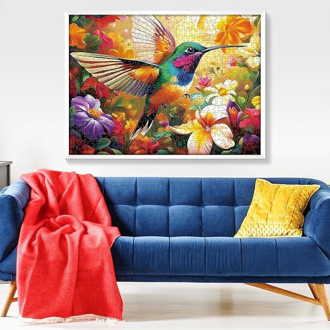 2-Pack 500 Pieces Puzzles for Adults, Flower Hummingbird Puzzles 500 Pieces Butterfly Jigsaw Puzzles for Adults, Birthday Party for Family, Game Nights Gifts
