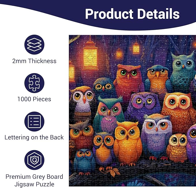 1000 Piece Puzzle for Adults - Owl Family Jigsaw Puzzles - Brain Teaser Adult Puzzles - Christmas Birthday Gifts for Women/Men