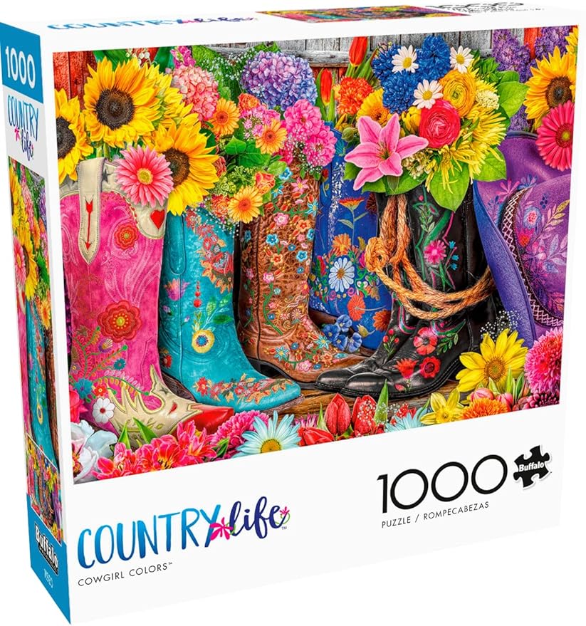 Buffalo Games - Cowgirl Colors - Lars Stewart - 1000 Piece Jigsaw Puzzle for Adults, Vibrant Floral Western Art, Challenging Puzzle for Game Nights, Finished Size 26.75 x 19.75, Made in the USA