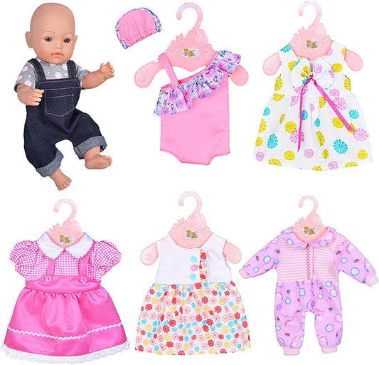 ebuddy 6 Sets Doll Clothes Outfits for 43cm New Born Baby Dolls, 15inch Baby Dolls, American 18 inch Girl Doll
