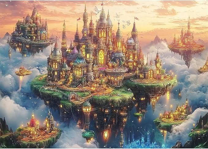 Jigsaw Puzzles for Adults 1000 Pieces Impossible Hard Difficult Challenging Puzzles for Adults 1000pc Puzzles City of The Skyward Kingdoms Jigsaw Puzzle 1000 Pieces 28 x 20 inch
