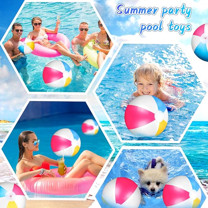 Tatuo Beach Balls 3 Pcs 12 Inch Inflatable Ball Beach Ball Swimming Pool Ball Enjoyable Pool Float Balls for Outdoor Activity Birthday Summer Party Favors Water Toys (Simple Style)