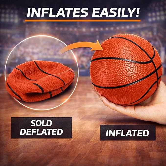 4 Pack Mini Basketballs for Mini Hoops, 6 Inch Inflatable PVC Basketball Balls with Pump & Needle, Rubber-Like Textured Grip, Indoor Outdoor Replacement Balls for Door, Pop-A-Shot & Trampoline Hoops