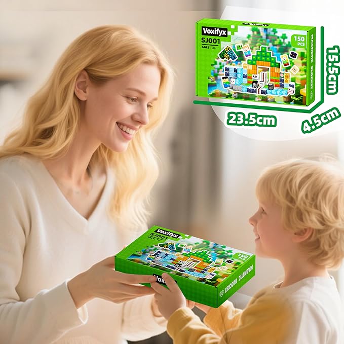 150PCS Magnetic Building Blocks Set Toys, Kids Classroom Magnet Blocks Toy for Toddlers STEM Learning, Construction Stacking Toy for Kids Boys and Girls Christmas Birthday Gifts