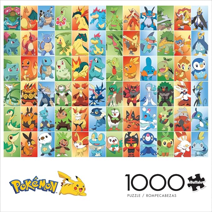 Buffalo Games - Pokémon - First Partners Squares - 1000 Piece Jigsaw Puzzle for Adults Challenging Puzzle Perfect for Game Nights - Finished Puzzle Size is 26.75 x 19.75