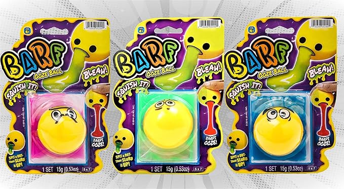 JA-RU Barf Slime Toy Squishy Stress Balls for Kids (4 Fidget Ball Assorted) Throw Up Vomit Slime Balls. Anti Stress Squeeze Toy. Funny Pranks Party Favors Easter Egg Fillers. 5299-4p