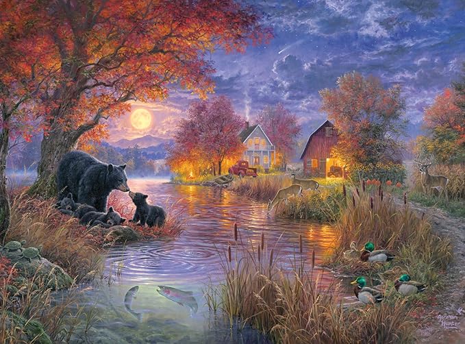 Buffalo Games - Black Bear Farms - Abraham Hunter - 1000 Piece Autumn Jigsaw Puzzle - Colorful Fall Puzzles for Adults – Beautiful, Seasonal Artwork, and Hours of Relaxing Fun