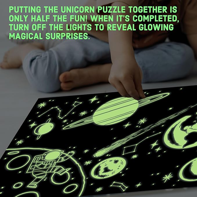 Mudpuppy Outer Space – 100 Piece Glow in The Dark Jigsaw Puzzle with a Fun Scene of Planets and Stars and Hidden Details in The Dark
