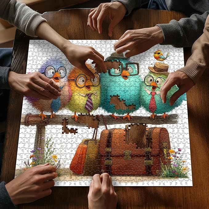 PICKFORU Funny Bird Puzzles for Adults 1000 Pieces, Nature Cute Animal Colorful Wildflower Puzzle, Impossible Hard Challenge Jigsaw Puzzle