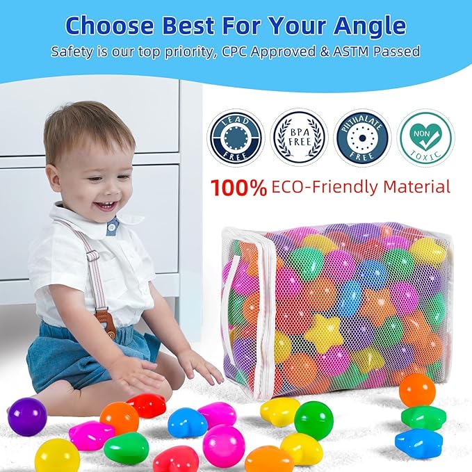 STARBOLO Star Ball Pit Balls for Toddlers -100pcs Phthalate Free BPA Free Crush Proof Play Toy Balls Play Tent Pool Playhouse Playpen Party Decoration.