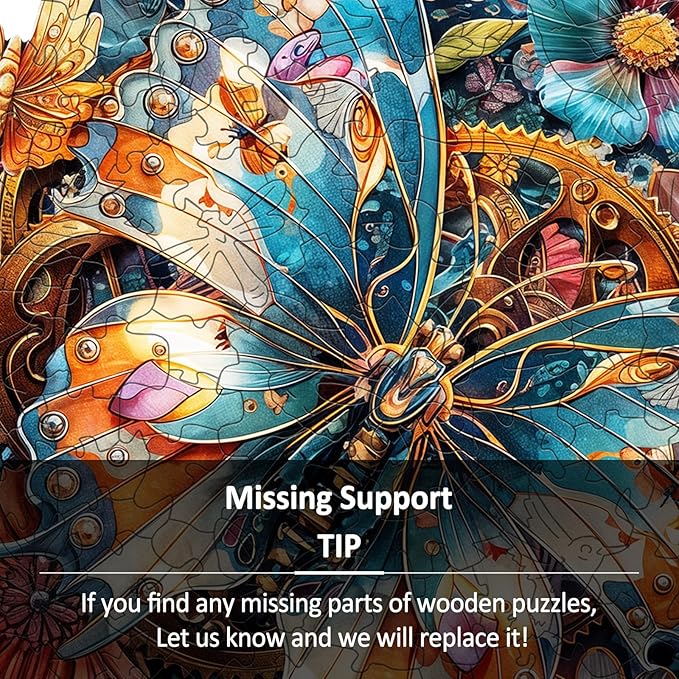 Wooden Jigsaw Puzzles for Adults - Mechanical Butterfly Wood Puzzles Adults - Unique Animal Shape Wooden Puzzles for Adults - Birthday Gifts for Puzzle Lovers, Family (8.4 * 8.4in-100 Pieces)