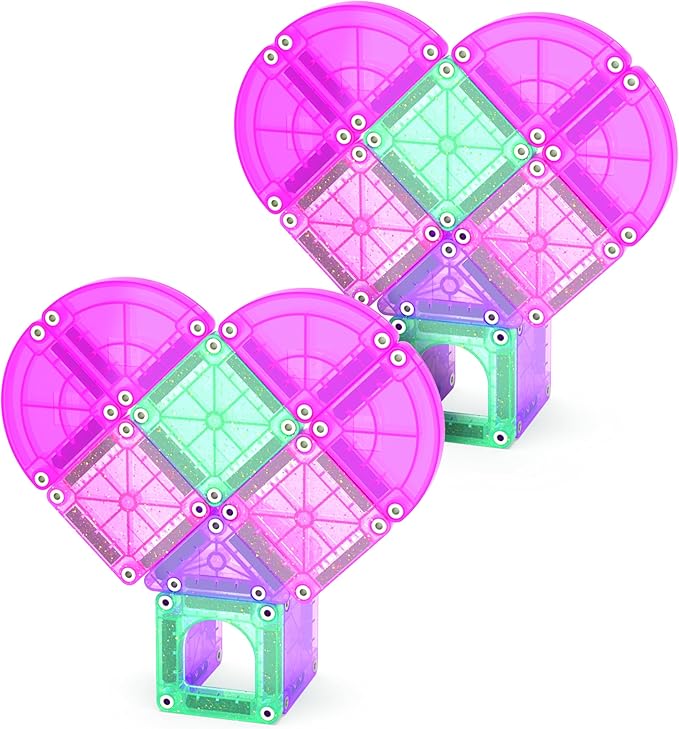 Magna-Tiles microMAGS 26-Piece Heart to Heart Travel Set, The Original Magnetic Building Brand