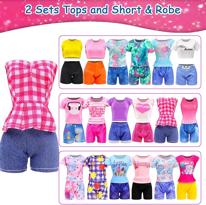 Barwa 10 Sets Doll Clothes Hooded Sports Suit Casual Outfits Tops and Pants Doll Pajamas for 11.5 inch Girls Dolls