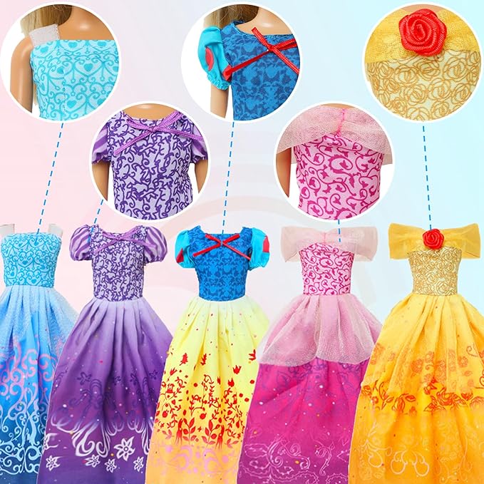8 Sets Different Princess Costume Dresses for 11.5 inch Girl Doll Clothes Accessories