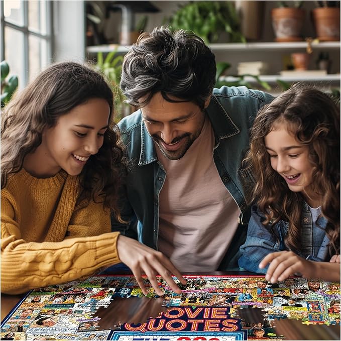 White Mountain 1000 Piece 80's Jigsaw Puzzle Unique Iconic Collage Puzzle with Large Pieces Gift for Adults and Family 24"x30" - 80's Movie Quotes