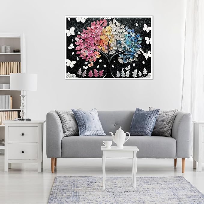 Puzzle for Adults 1000 Pieces,Gradient Crystal Leaf Flowers Tree Puzzle, Challening Impossible Difficult Hard Fun 1000 Pieces Jigsaw Puzzles for Adults Family with Letters on Back