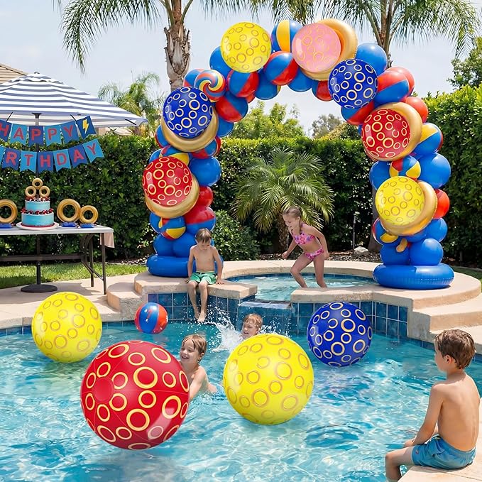 Sotiff 12 Pack Inflatable Beach Balls Bulk 12" Inflatable Pool Balls Bulk for Summer Beach Swimming Pool Birthday Party Gifts Supplies Decoration