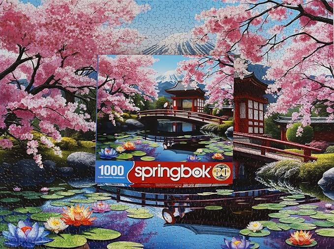 Springbok Haru in Japan 1000 Piece Jigsaw Puzzle for Adults - Cherry Blossom Garden - Unique Cut Pieces - Made in USA