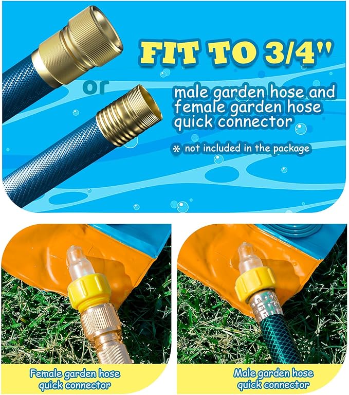 Spring Water Slip and Water Slide for Kids Backyard, 22ft*3 Racing Lanes Slip Water Slides with Sprinkler for Age 5-8 8-12, Summer Outdoor Water Toy with 3 Inflatable Bodyboards