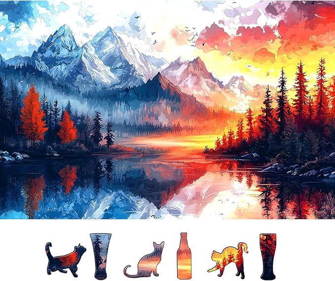 500 Pieces for Adults Puzzles, Natural Mountain Landscape Jigsaw Puzzles for Wall Art Party Game Family Decoration Gifts, Finished Size 23" x 15"