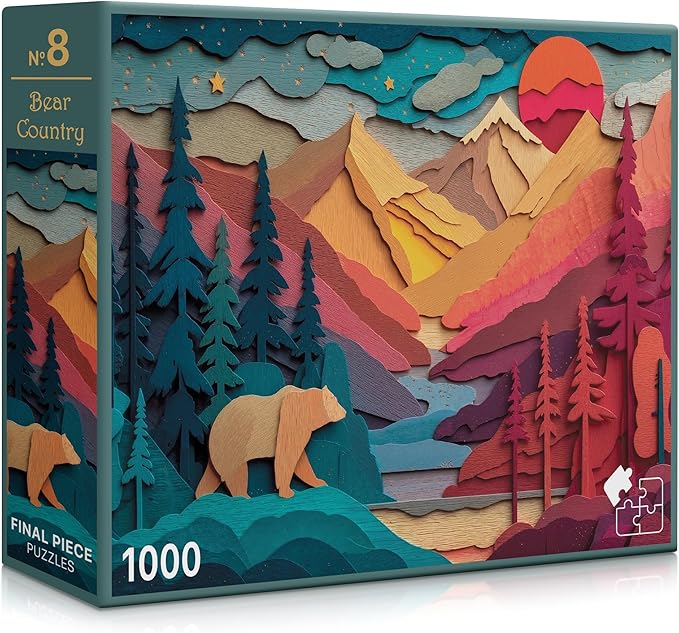 Bear Country (#8) – 1000 Piece Jigsaw Puzzle for Adults | Premium European Blue Board | Satin Low-Glare Finish | Ribbon Cut | Bonus Poster | Display-Worthy Box | Printed in USA | Final Piece Puzzles