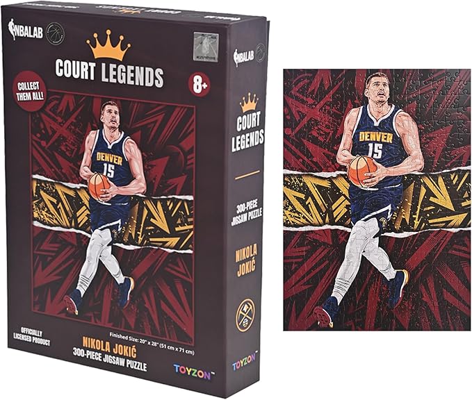 NBA Court Legends 300pc Nikola Jokic Jigsaw Puzzle for Kids & Adults, Premium Basketball Puzzle Game, Family Activity, Collector Gift for NBA Fans, Game Room or Home Display