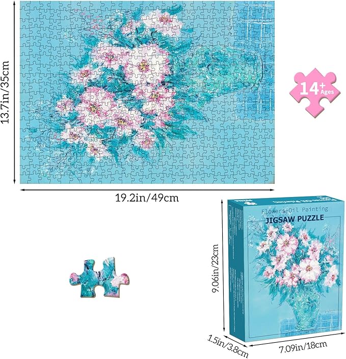Puzzles for Adults 500 Pieces, Jigsaw Puzzle for Adults, Fun Challenging Family Puzzle, Soft Blue Flower Puzzles Game, Interlock Perfectly No Dust, Gifts for Easter Parents Father's Day