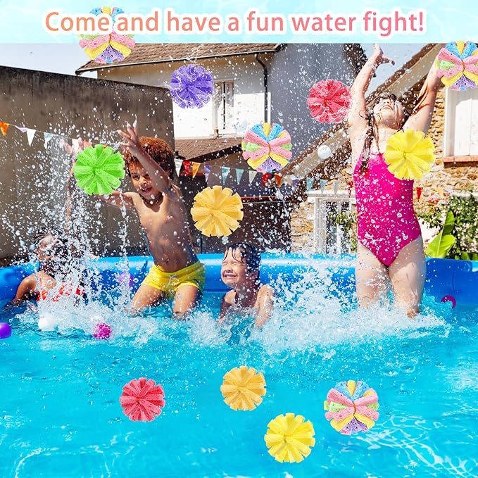100 Pcs Reusable Water Balls for Outdoor Water Sponges Kids Games Toys Soft Quick Soak Pool Fight Toys for Summer Activities Backyard Trampoline Beach Party (Fresh Color)