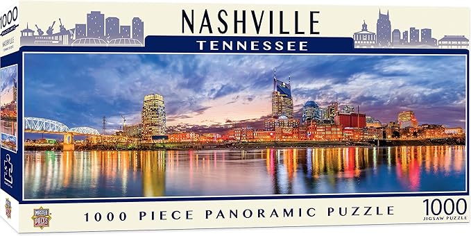 MasterPieces - 1000 Piece Jigsaw Puzzle, Nashville Skyline Panoramic, Fun for Adults, Family, Kids 13"x39