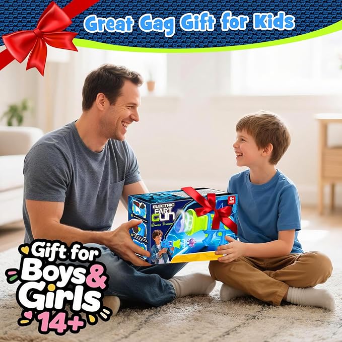 Fart Gun Toy for kids: Fart Blaster with Real Fog Rings, 2 Scents, 2 Sound Effects & Color-Changing Lights, Anti-Backflow Design for Boy, Girl, Funny Prank Gift for Easter Birthday and Party Fun