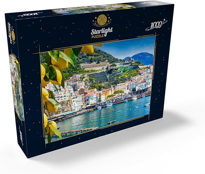 MyPuzzle Panoramic View of Beautiful Amalfi On Hills Leading Down to The Coast, Campania, Italy - Premium 1000 Piece Jigsaw Puzzle for Adults