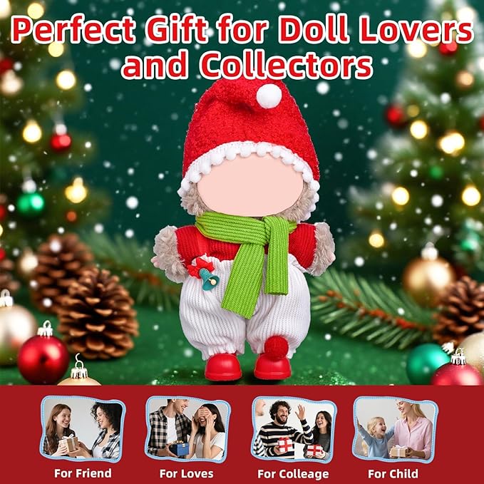 Clothes for Labubu 17cm Doll (NO Doll), 5 Piece Labubu Clothes Set, Cute Labubu Outfits with Accessories, Handmade Crochet La Bubu Doll Dress Up Set（Santa Claus）