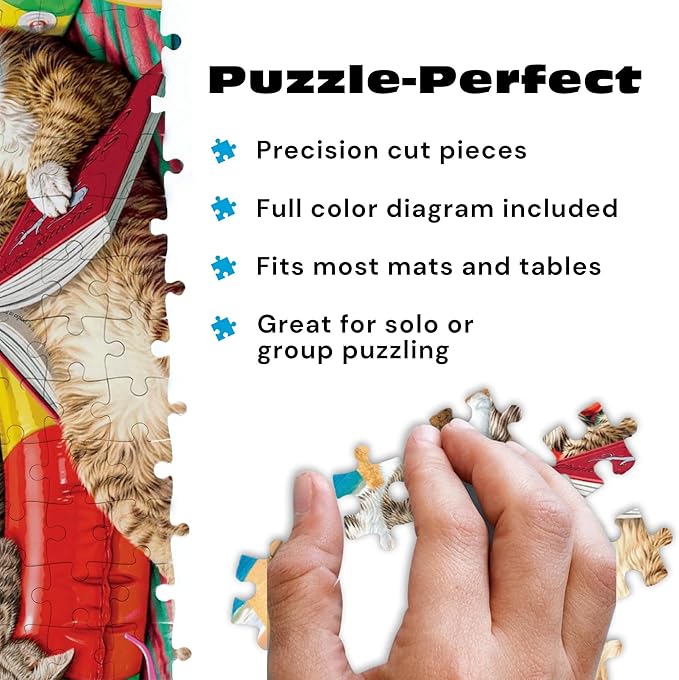 Buffalo Games - Beachcombers - Steve Read - 300 Piece Large Piece Jigsaw Puzzle for Adults - Playful Cat Beach Scene Puzzle with Oversized Pieces - Bonus Diagram Included - Finished Size 21.25 x 15.00