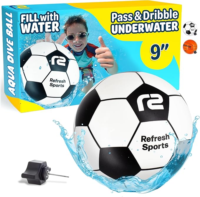 Aqua Dive Soccer Ball – Fun Underwater Pool Toy for Ages 8-12 – Outdoor Ball Game for Kids – Kick, Pass, or Catch – Ideal Water Toys for Summer Pool Parties & Beach Games - Fun Gift For Boys & Girls