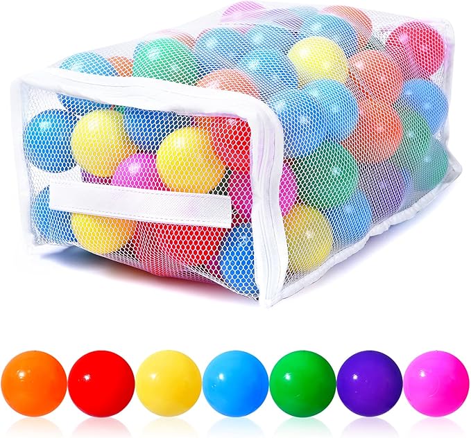 PlayMaty Colorful Pit Balls 2.1-inch Plastic Ocean Ball Crush Proof Stress Balls for Kids Pool Ball Playhouse Pit Accessories