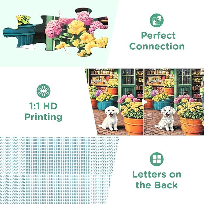 Jigsaw Puzzles for Adults 500 Pieces, Puppy Flower Shop Puzzles 500 Pieces, Challenging Yet Relaxing Jigsaw Puzzle Game for Adults, Glossy Sturdy Vibrant Puzzle Great Gift for Family Friends