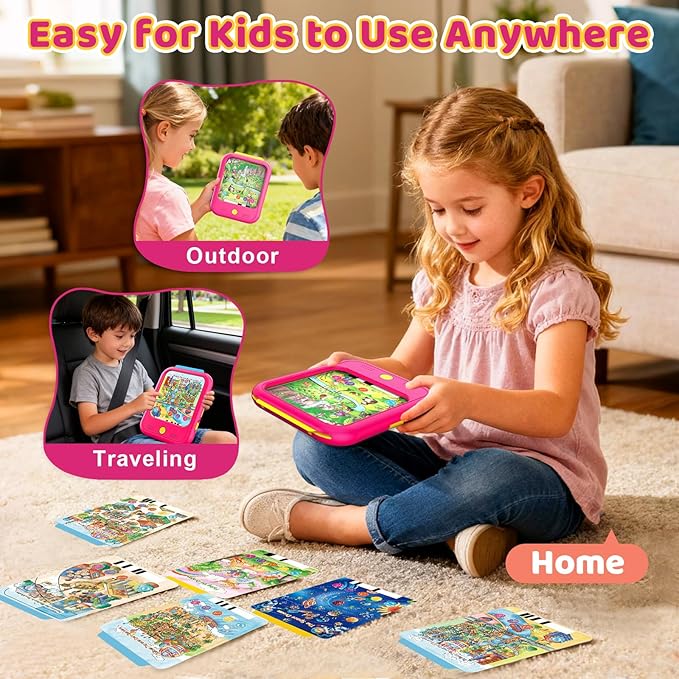 Kids Learning Tablet Bilingual, Educational Learning Toys for Toddlers 3-5 Year Olds, with 2000+ Words and Games, Autism Sensory and Speech Therapy Toys, 3 4 5 6 Year Old Girl Birthday Gift(Pink)