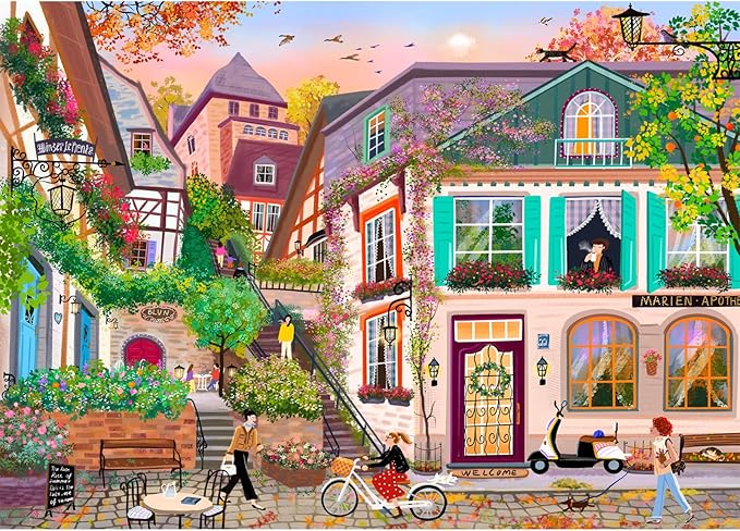 HUADADA Puzzles for Adults 1000 Pieces,Challenging Game Toys, Puzzles 1000 Pieces,Impossible Puzzle, Family Decoration Puzzle-Sunset in the Alley